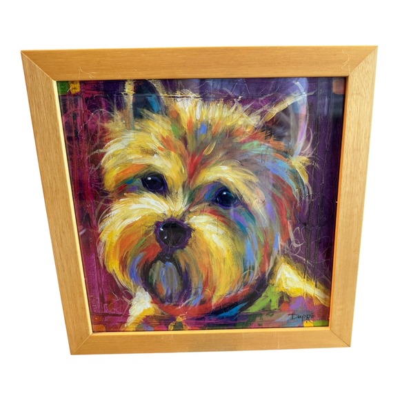 Z Gallerie Cookie Artwork Karen Dupre 12 x 12 Colorful Dog Art Painting Framed - Picture 1 of 4